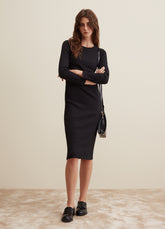 Ovs Ribbed Midi Dress With Long Sleeves